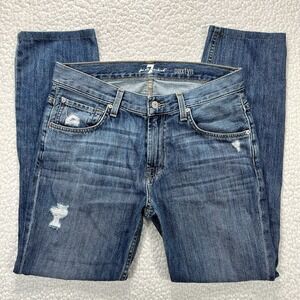 7 For All Mankind Paxtyn Men's Jeans 31x29 Slim Skinny Distressed Denim Grunge